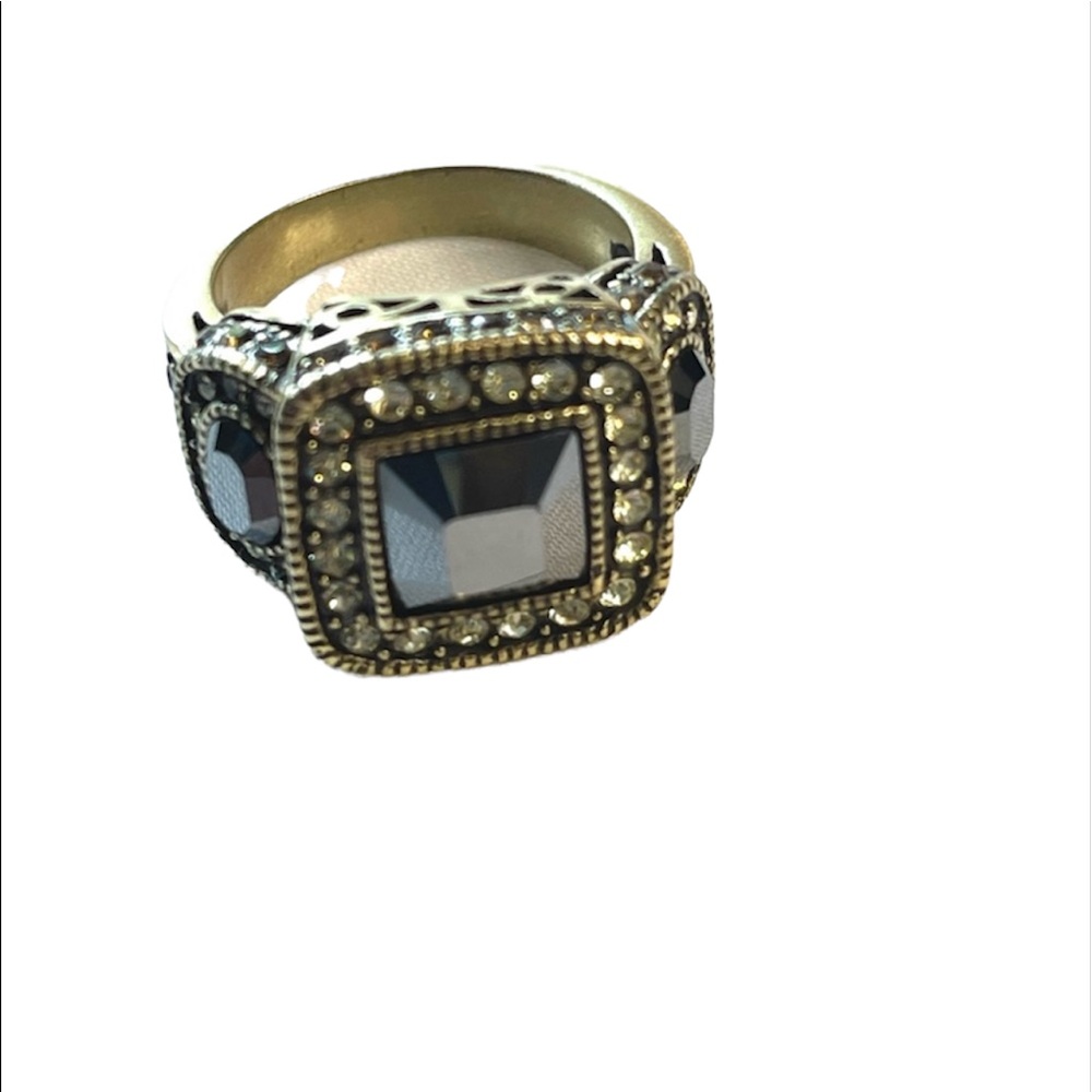 Heidi Daus Smokey Quartz and Crystal Ring Size 8